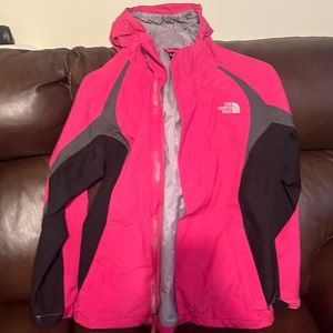 North face pink raincoat